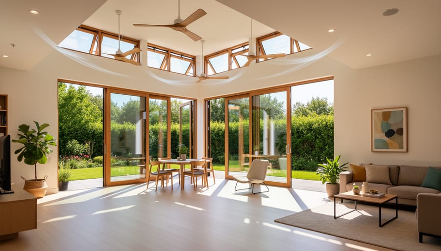 Bright interior space with clerestory windows providing natural daylight